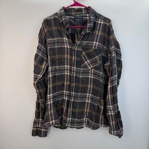🪵 Jackson Hole Flannel Shirt Gray Brown Gold Plaid — Men’s XL